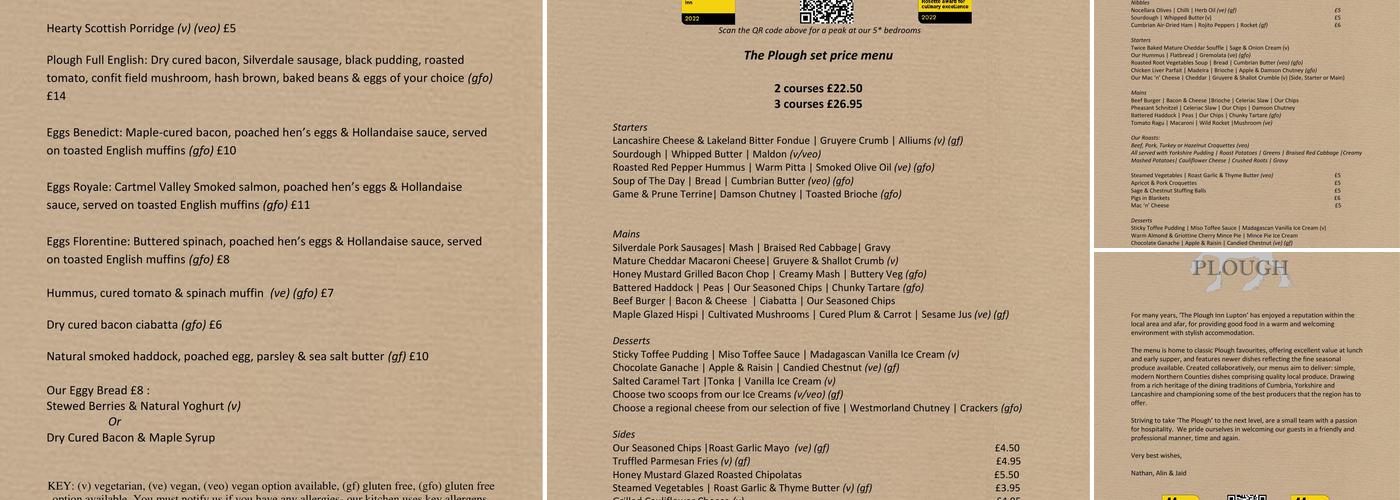 The Plough Menu