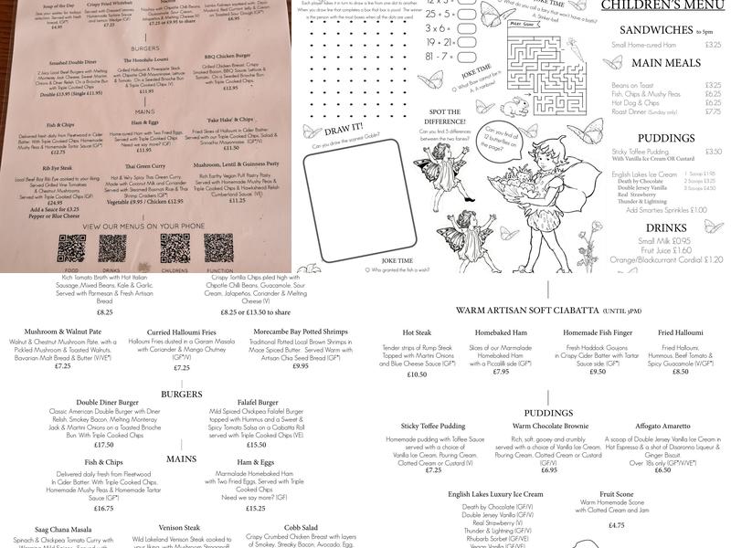 The Wheatsheaf, Beetham Menu