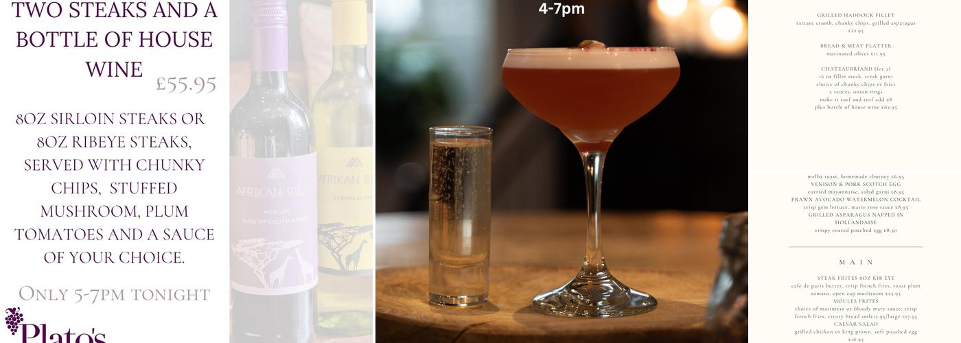 Plato's, Bar, Restaurant with Rooms Menu