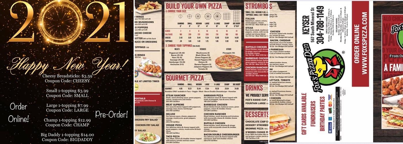 Fox's Pizza Den Menu