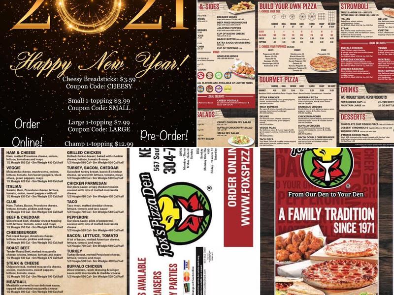 Fox's Pizza Den Menu