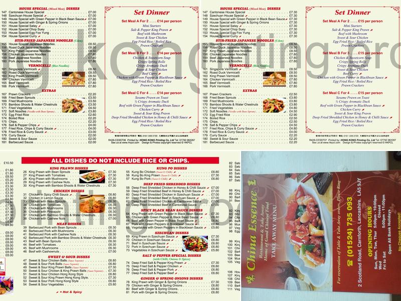 China Essence Menu