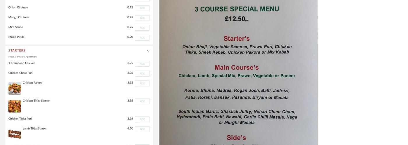 Goa - Bengal Masala Menu