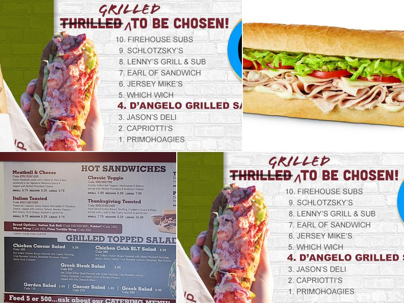 D'Angelo Grilled Sandwiches Menu