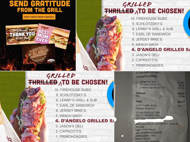 D'Angelo Grilled Sandwiches Menu