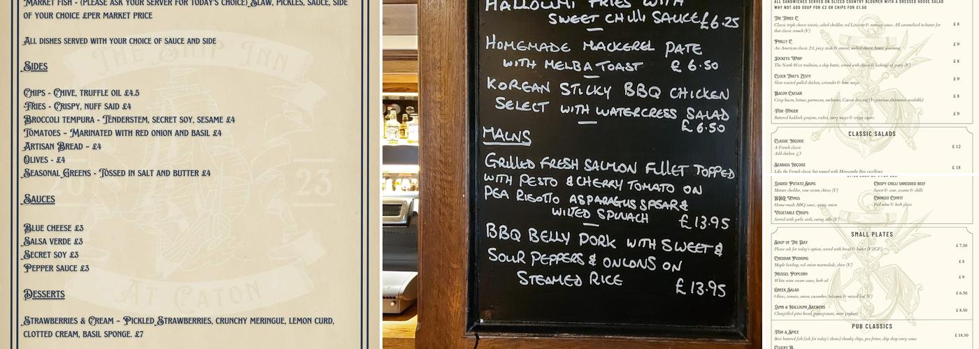 The Ship Inn at Caton Menu