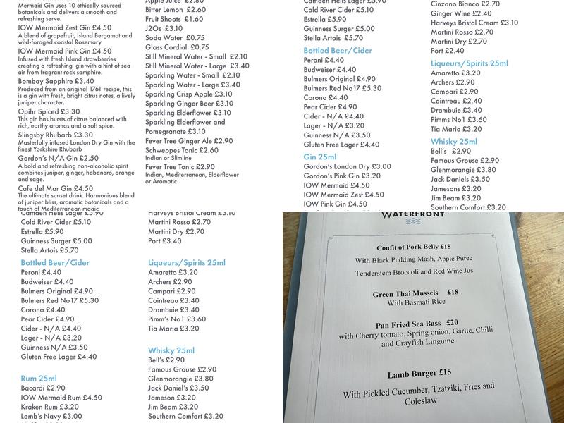 The Waterfront Bar & Restaurant Menu