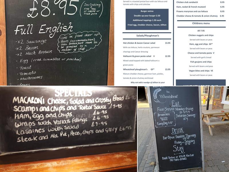 The Wheatsheaf Hotel Menu