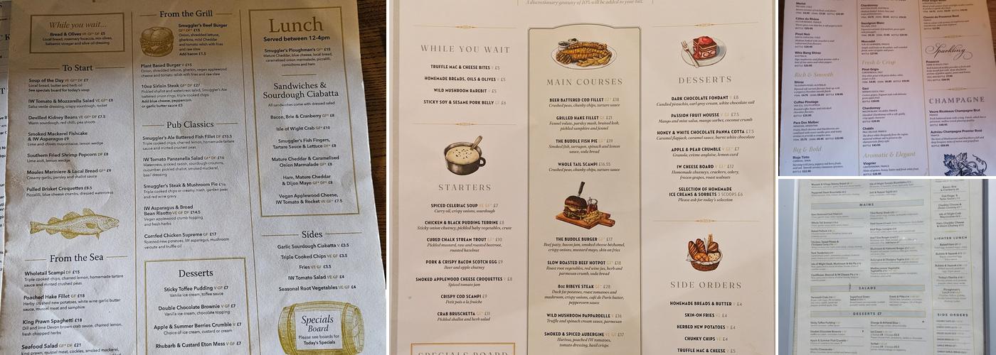 The Buddle Inn Menu