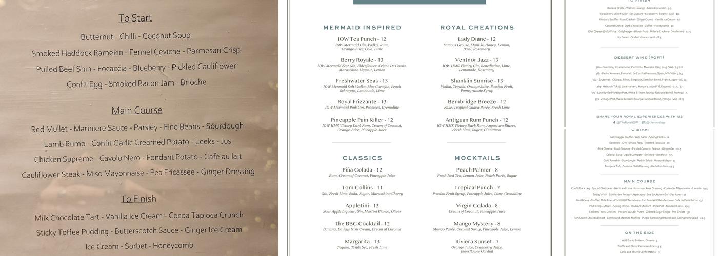 The Royal Hotel Menu