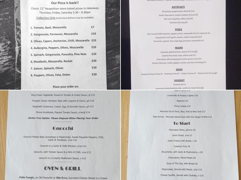 The Rex in Ventnor Menu