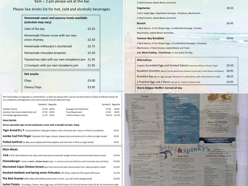 Besty & Spinkys Menu