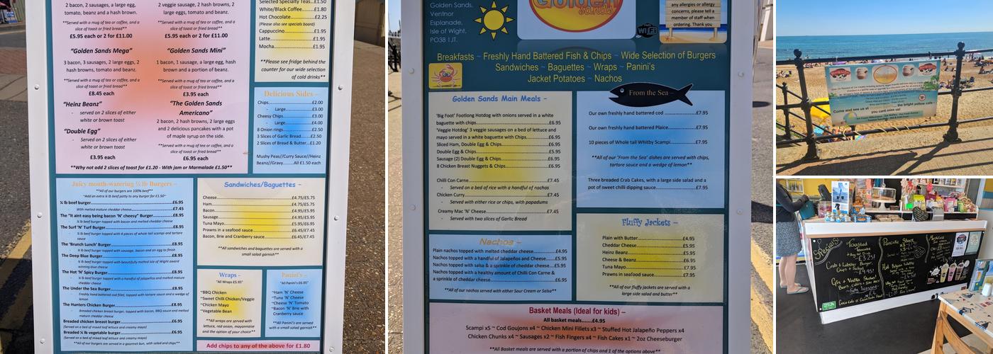 Golden Sands (Fish & Chip Takeaway/Ice Cream Parlour) Menu