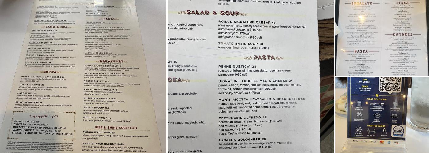 Romano's Macaroni Grill Menu
