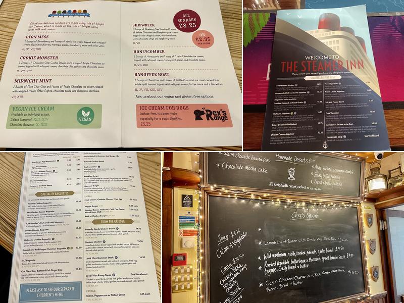 The Steamer Inn Menu