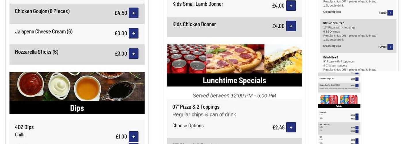 Food Station kebab & pizza house Menu