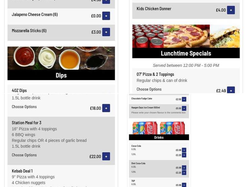 Food Station kebab & pizza house Menu