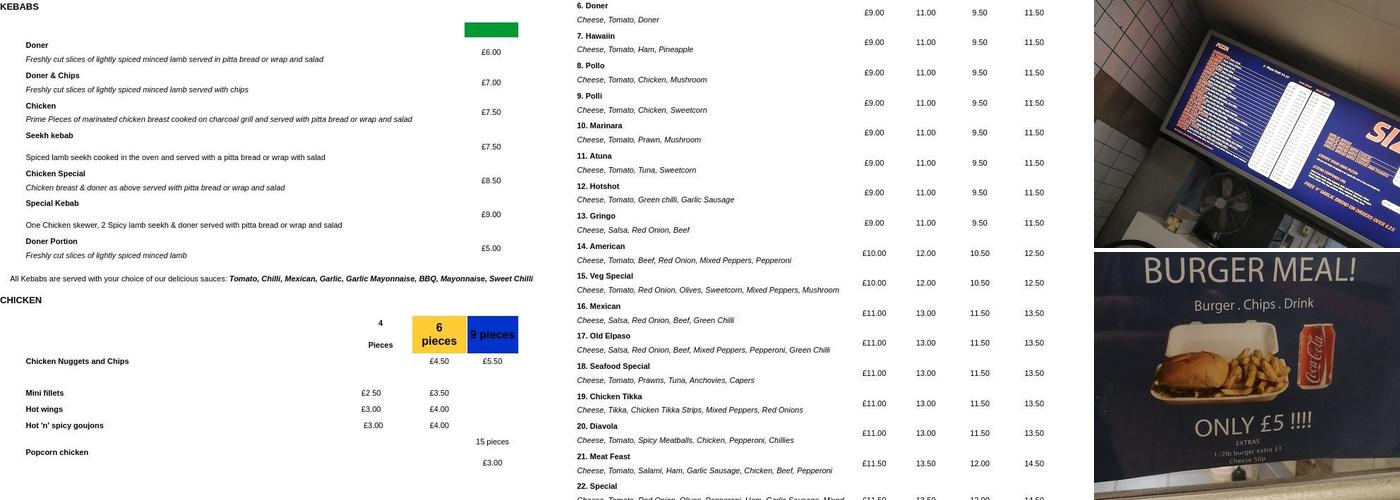 Sizzle-in (carnforth) Menu