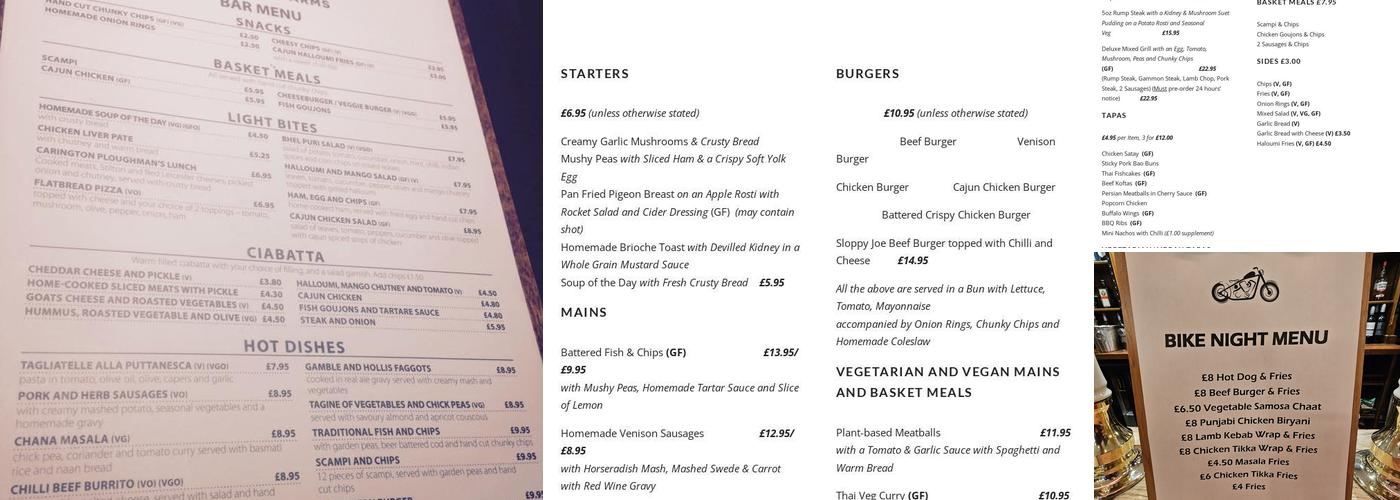 Carington Arms Menu