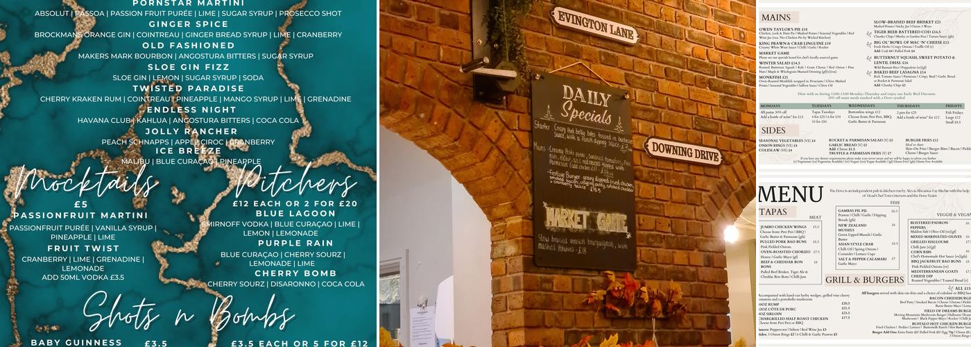 The Dove at Evington Pub & Kitchen Menu