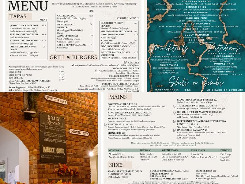 The Dove at Evington Pub & Kitchen Menu