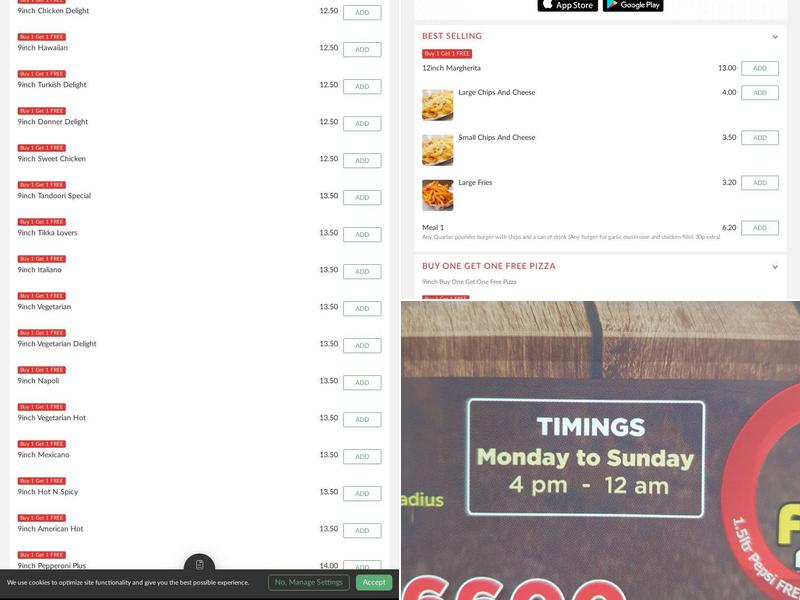 TJs Pizza Burger Kebabs Menu