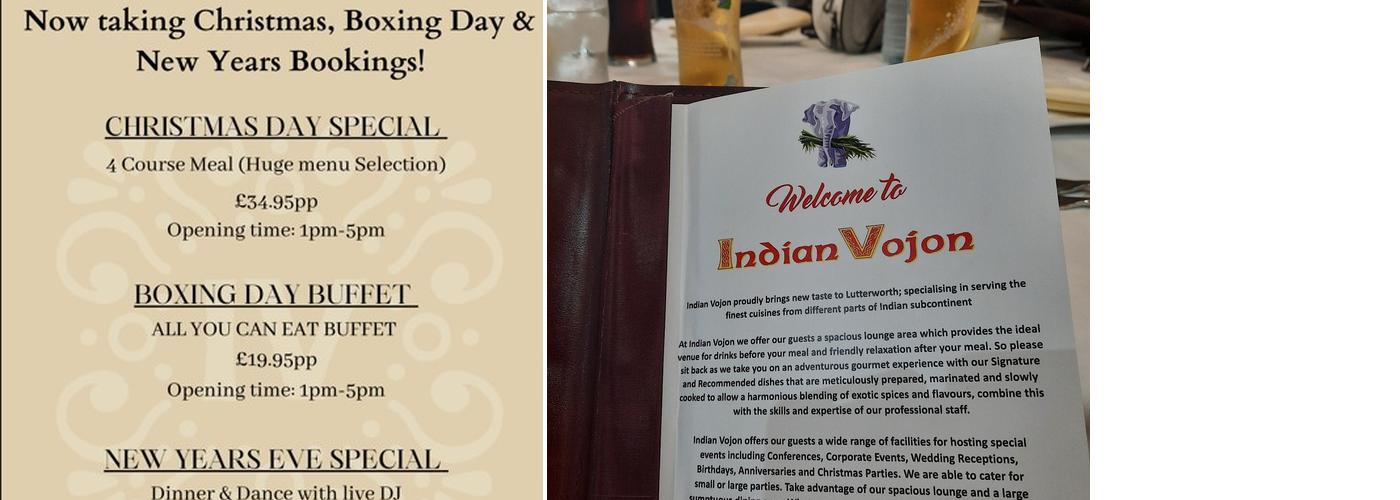 Indian Vojon Menu