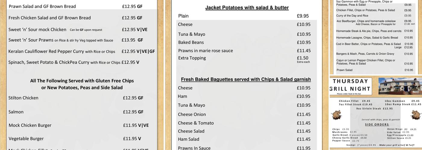 The Pig In Muck Menu