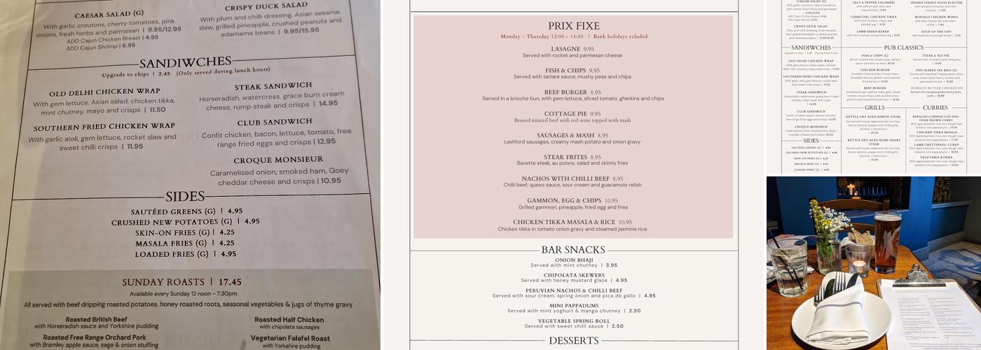 The Old Lion Menu