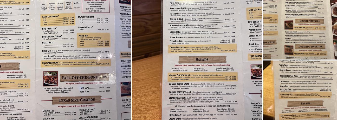 Texas Roadhouse Menu