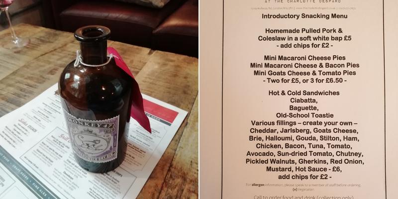 The Charlotte Despard Menu