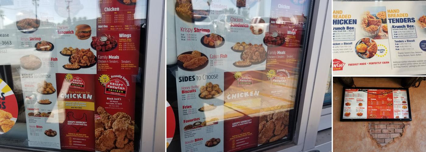Krispy Krunchy Chicken Menu