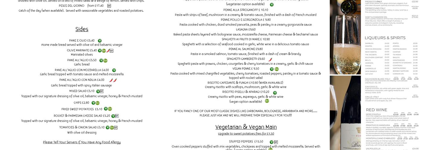 Amore Restaurant Menu