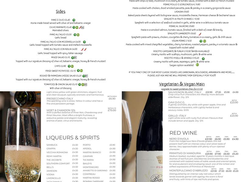 Amore Restaurant Menu