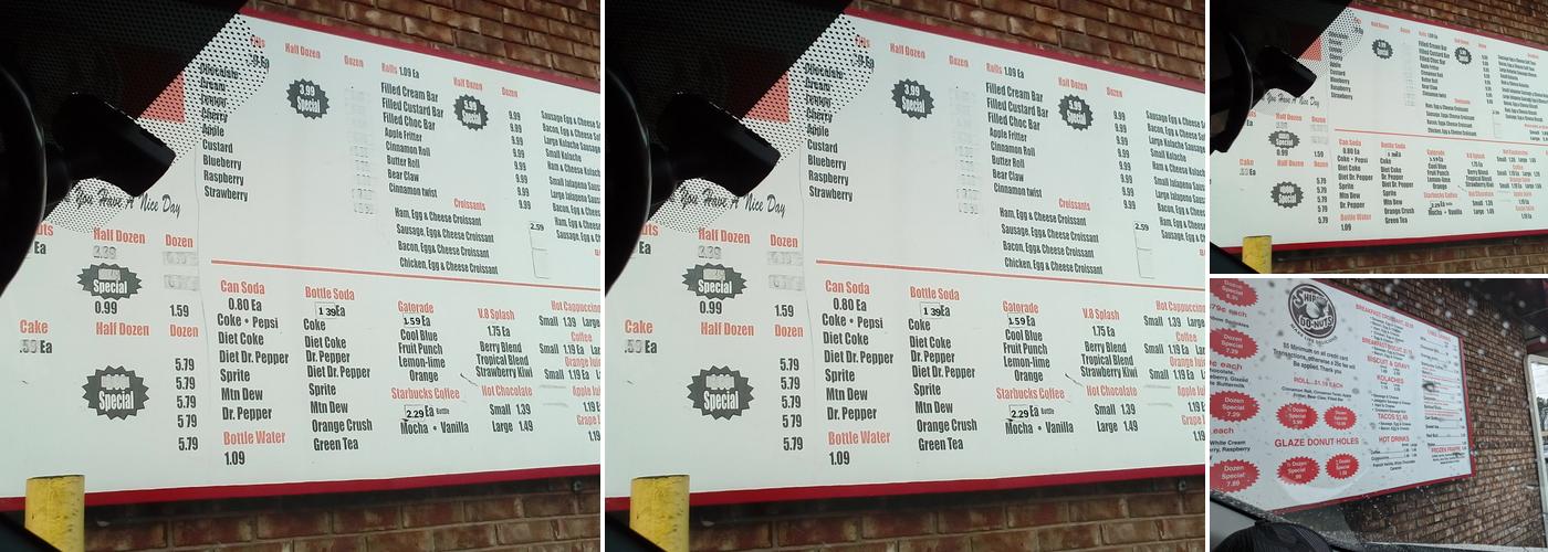 Shipley Do-Nuts Menu
