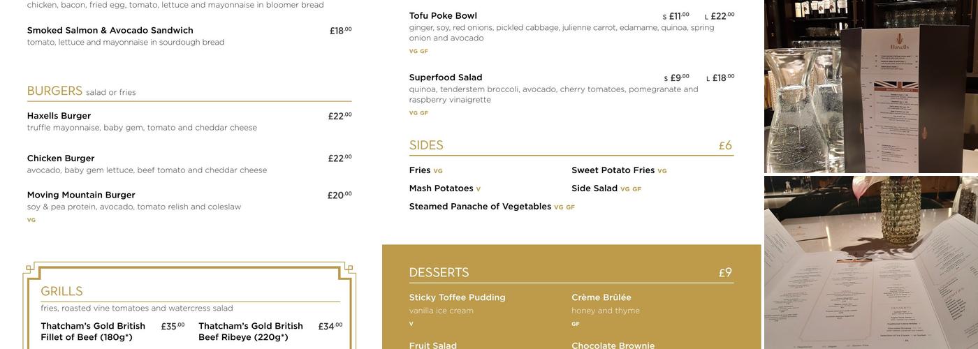 Strand Palace Menu