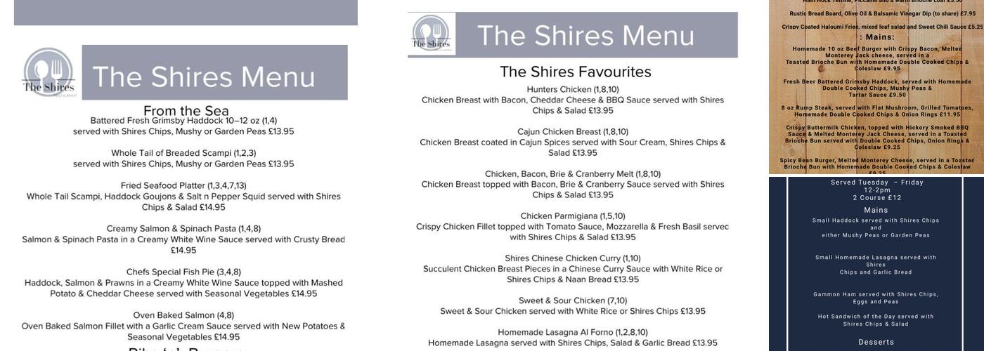 The Shires Menu