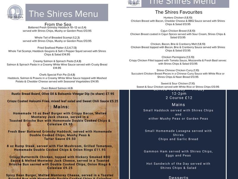 The Shires Menu