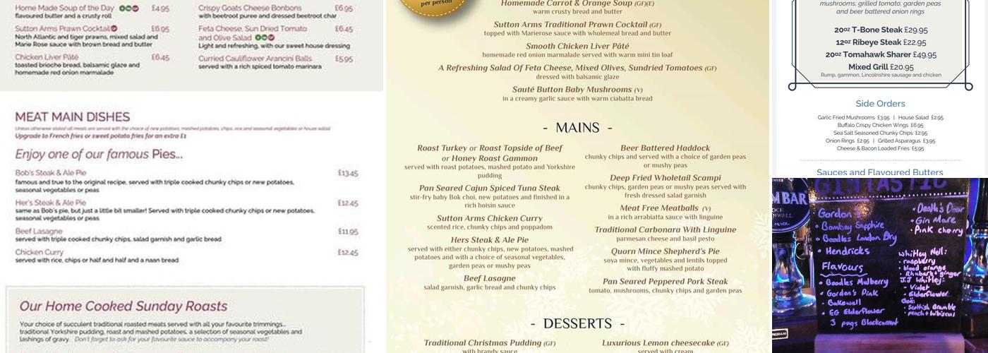 The Sutton Arms Menu