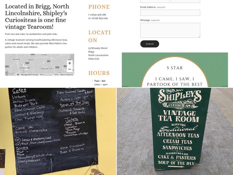 Shipley's Curiositeas Menu