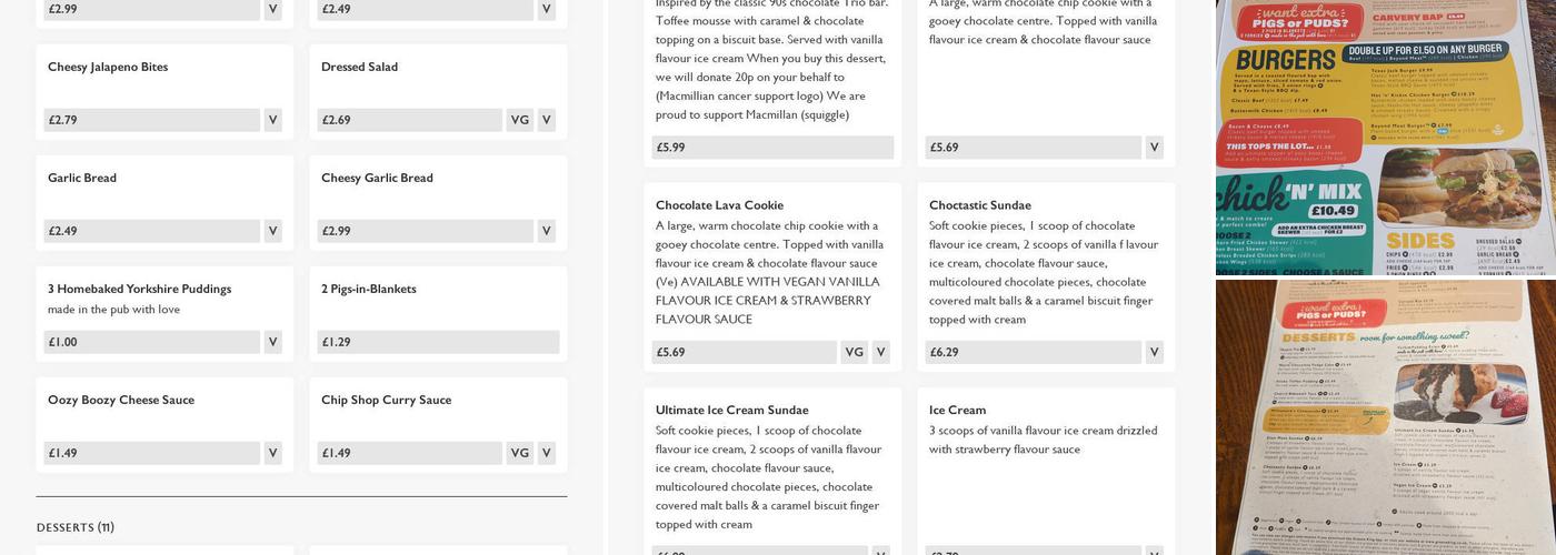 Ashby Lodge, Greene King Pub & Carvery Menu