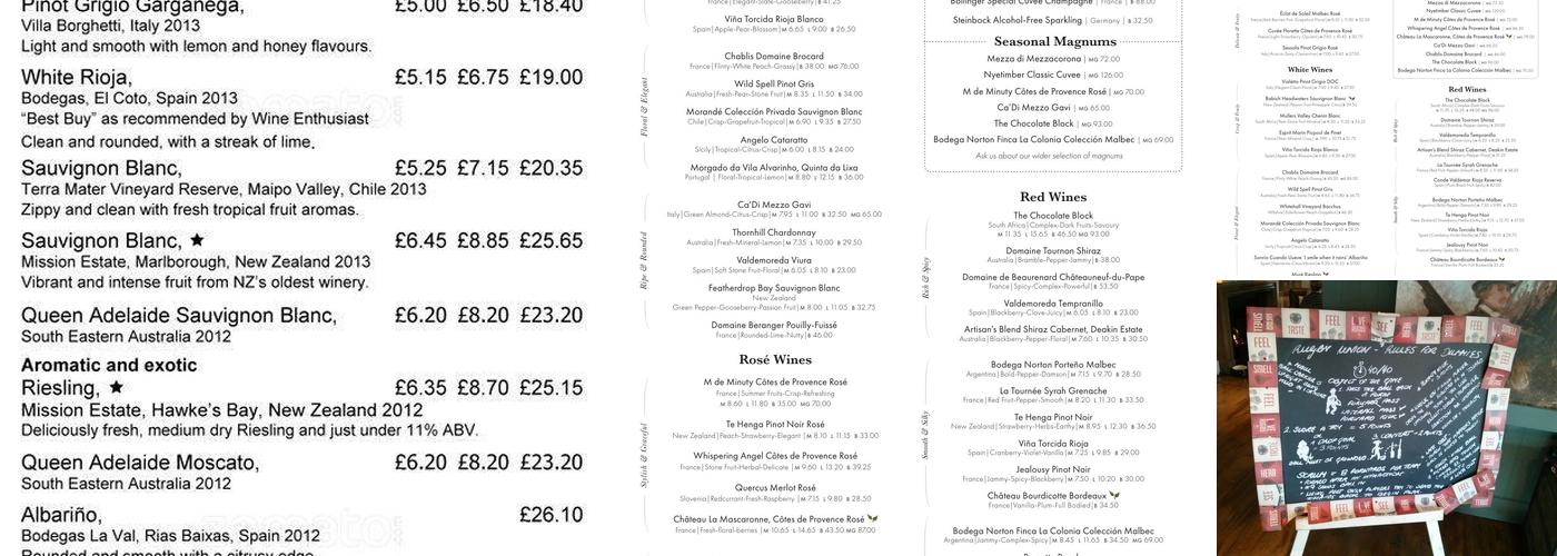 The Queen Adelaide Menu