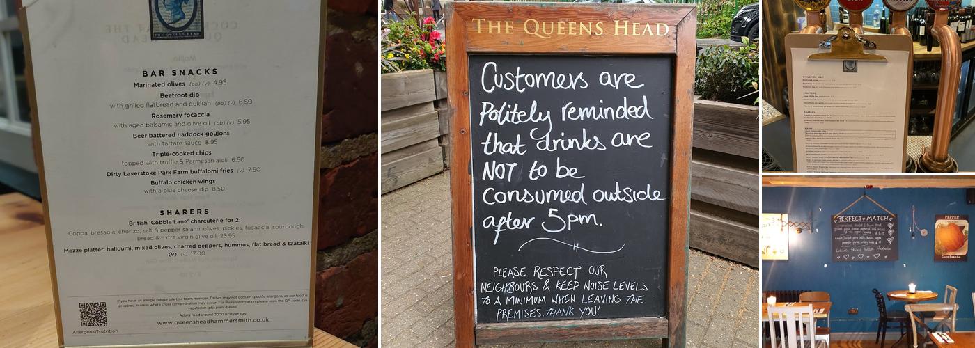 The Queen's Head, Hammersmith Menu