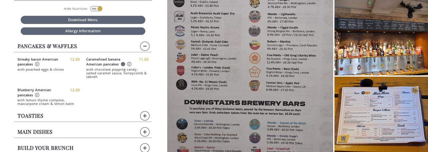 The Union Tavern, Westbourne Park Menu