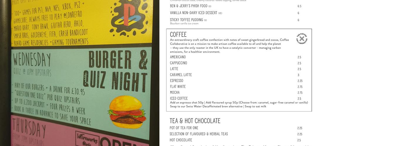 The Railway Tavern Menu