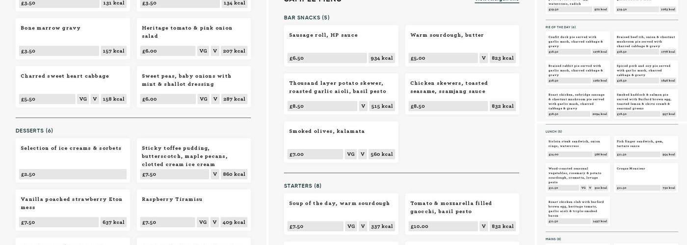 The Bollo House Menu