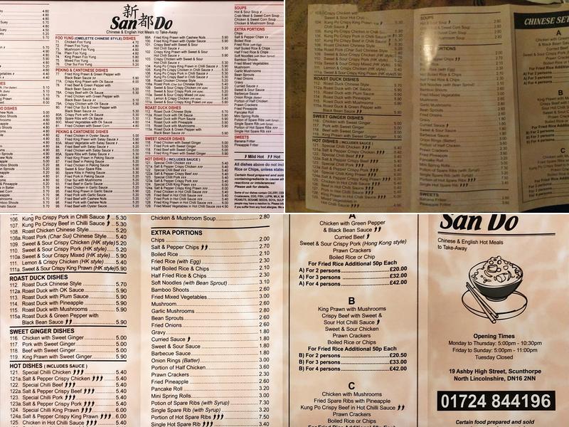 Sando Takeaway Menu