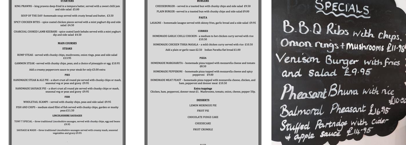 The Black Horse Inn Menu