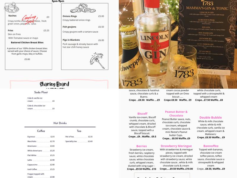 Mamma's crepe & waffle bar Menu