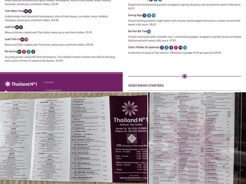 Thailand No.1 Lincoln Menu